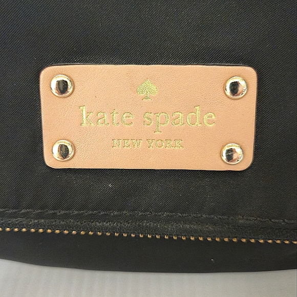 Kate Spade Black and Tan Crossbody Bag Polka Dot Interior Nylon - Picture 2 of 12